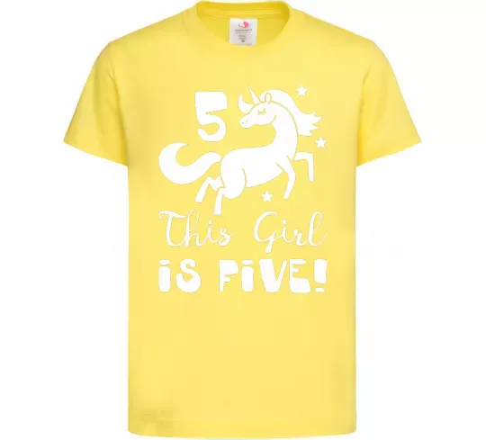 Детская футболка This girl is five Лимонный фото
