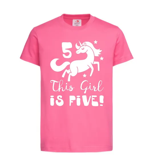 Детская футболка This girl is five Ярко-розовый фото