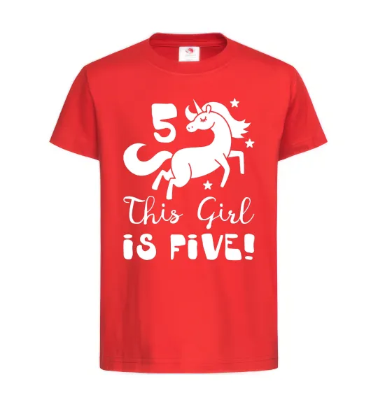 Детская футболка This girl is five Красный фото