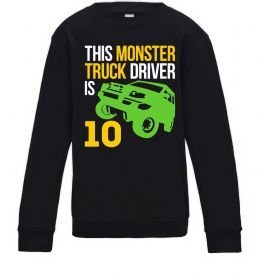 Детский Свитшот This monster truck driver is 10