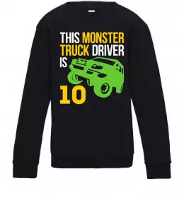 Дитячий світшот This monster truck driver is 10 Чорний фото