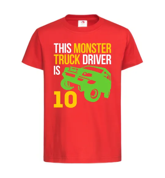 Детская футболка This monster truck driver is 10 Красный фото