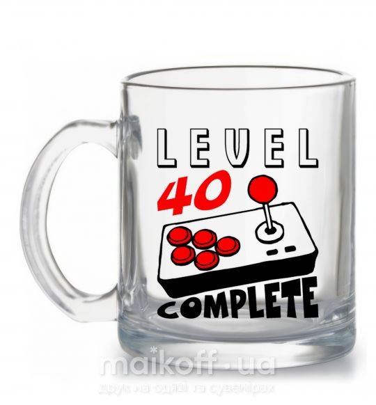 Чашка стеклянная Level 40 complete best player Прозрачный фото