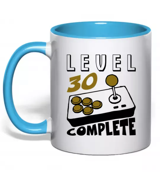 Чашка с цветной ручкой Level 30 complete Голубой фото