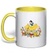 Чашка с цветной ручкой Білосніжка і сім гномів Солнечно желтый фото