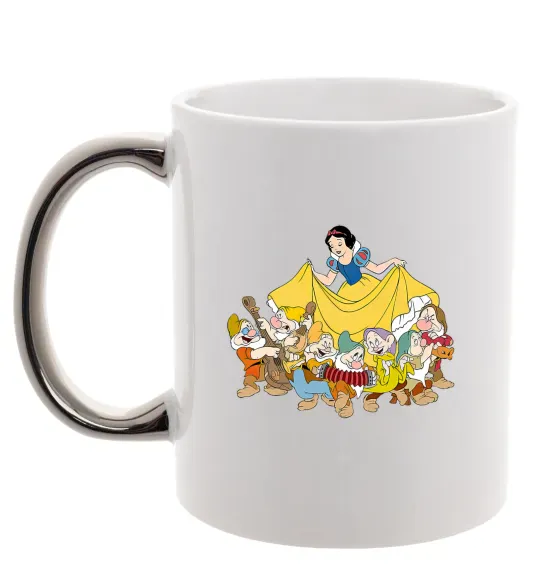 Чашка с цветной ручкой Білосніжка і сім гномів Серебро фото