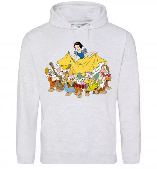 Женская толстовка (худи) Білосніжка і сім гномів Серый меланж фото