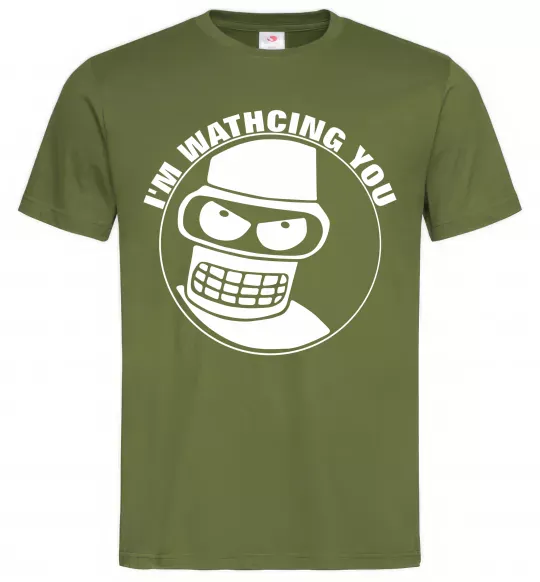Мужская футболка Bender i'm watching you Оливковый фото