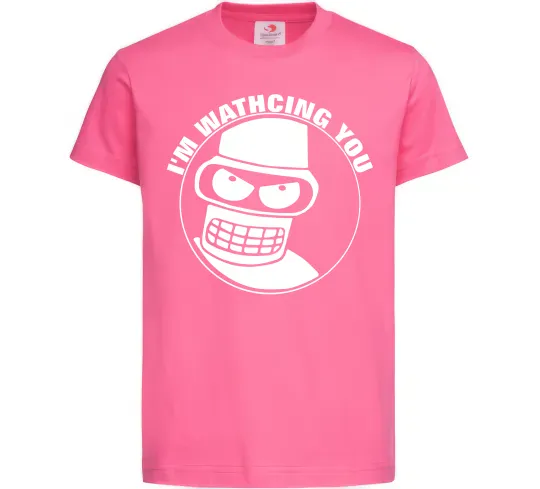 Дитяча футболка Bender i'm watching you Яскраво-рожевий фото