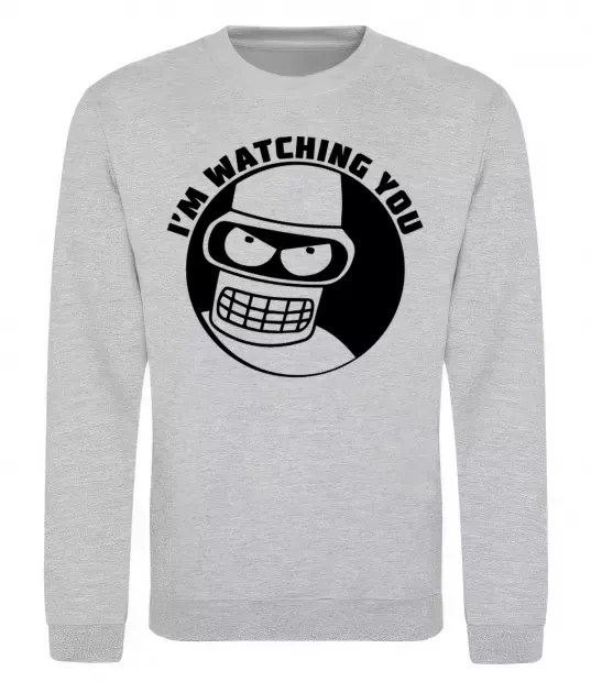 Свитшот Bender i'm watching you Серый меланж фото