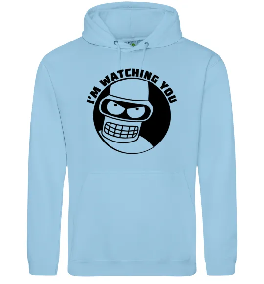Мужская толстовка (худи) Bender i'm watching you Голубой фото