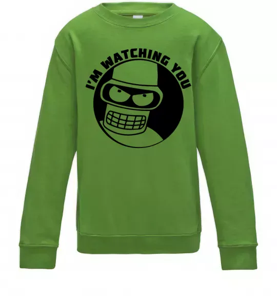 Детский Свитшот Bender i'm watching you Лаймовый фото