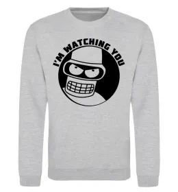 Свитшот Bender i'm watching you Серый меланж фото