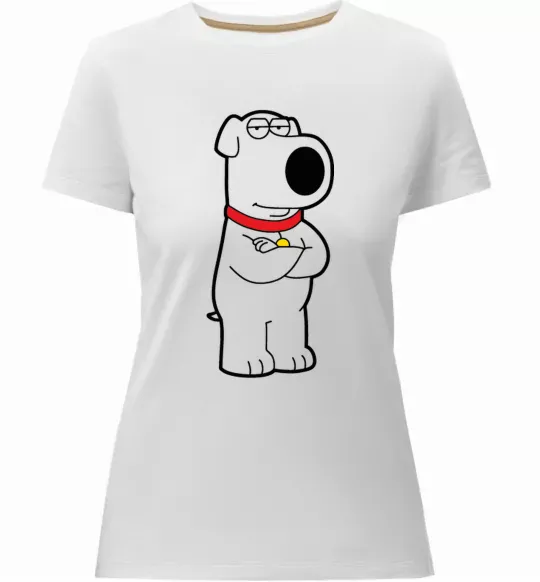 Жіноча преміум футболка Брайан пес Білий фото