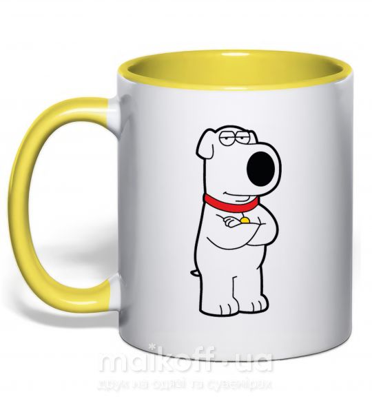 Чашка з кольоровою ручкою Брайан пес Сонячно жовтий фото
