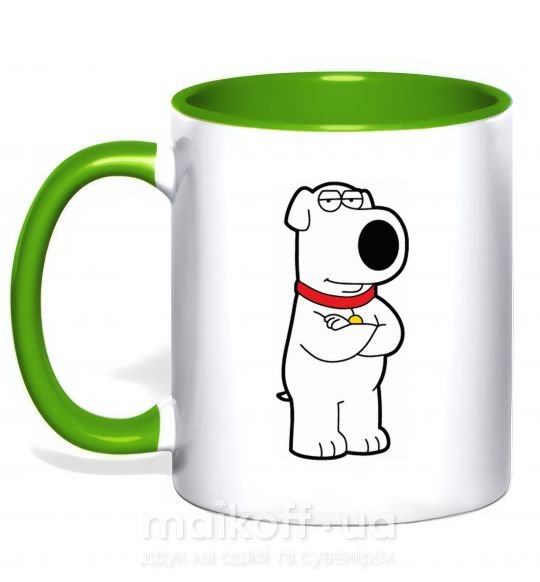Чашка з кольоровою ручкою Брайан пес Зелений фото