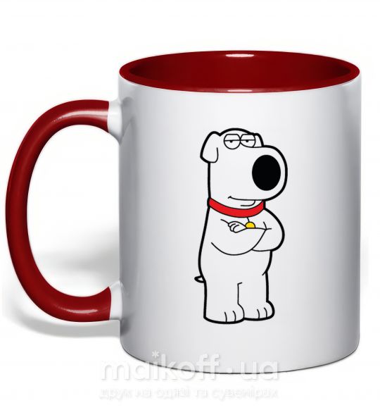 Чашка з кольоровою ручкою Брайан пес Червоний фото