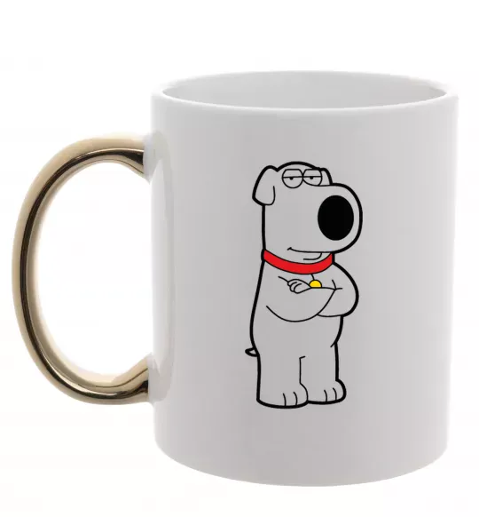 Чашка з кольоровою ручкою Брайан пес Золото фото