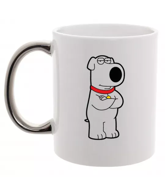 Чашка з кольоровою ручкою Брайан пес Срібло фото