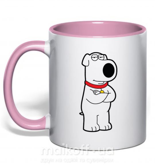 Чашка з кольоровою ручкою Брайан пес Ніжно рожевий фото