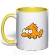Чашка з кольоровою ручкою Трехглазая рыба Сонячно жовтий фото