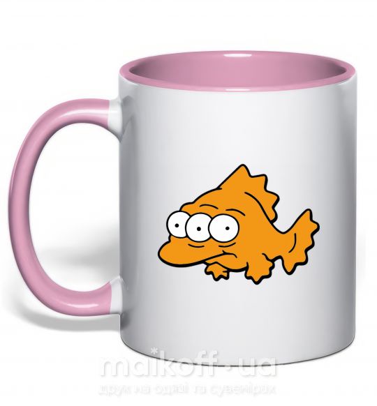 Чашка с цветной ручкой Трехглазая рыба Нежно розовый фото