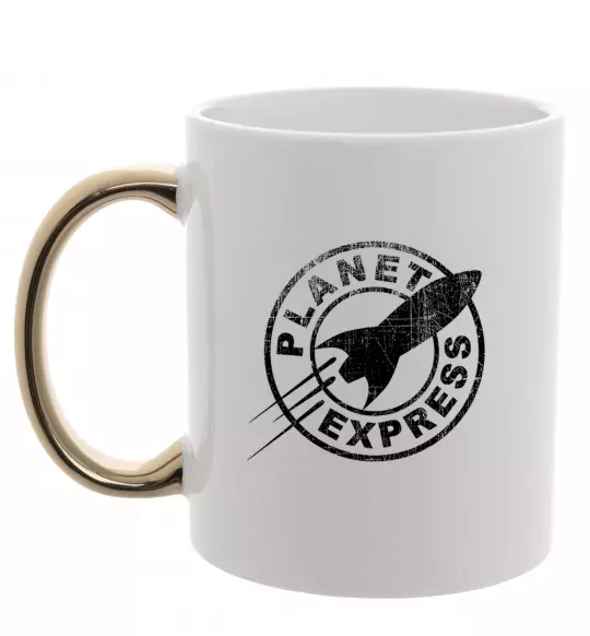 Чашка з кольоровою ручкою Planet express Золото фото