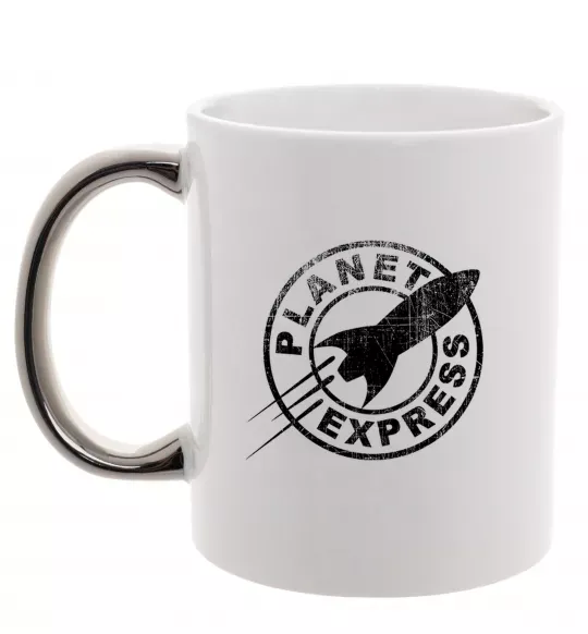 Чашка з кольоровою ручкою Planet express Срібло фото