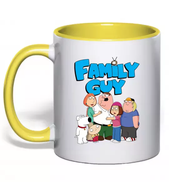 Чашка с цветной ручкой Family guy Солнечно желтый фото