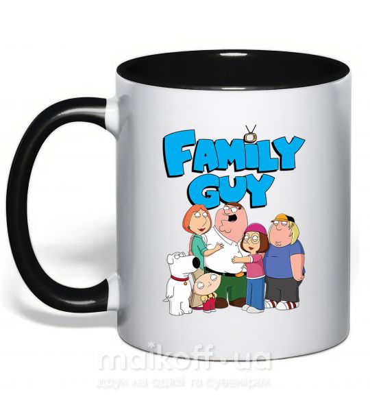 Чашка з кольоровою ручкою Family guy Чорний фото