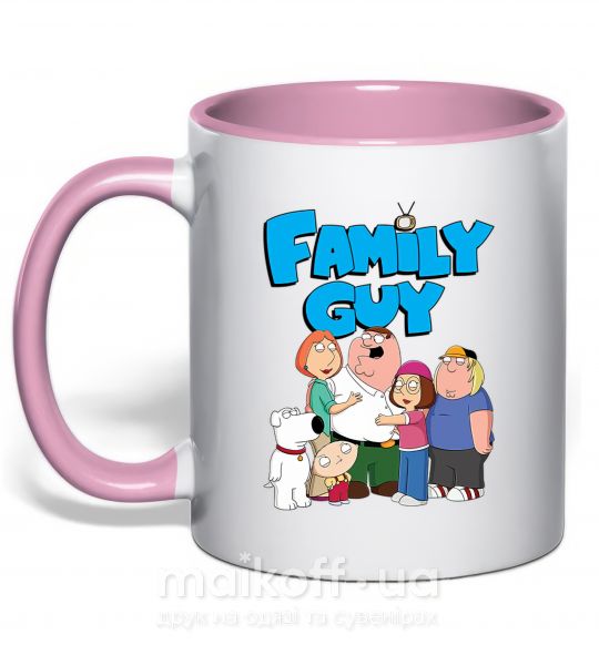 Чашка з кольоровою ручкою Family guy Ніжно рожевий фото