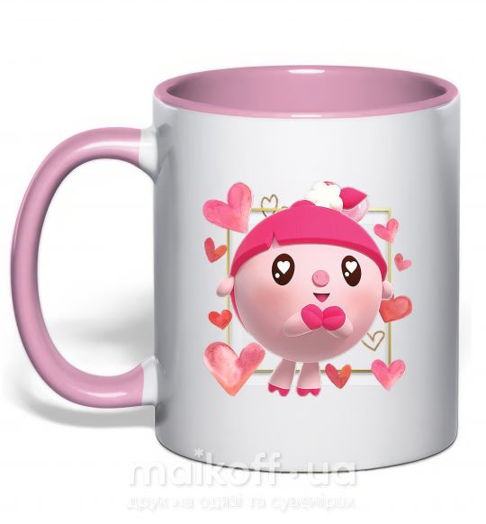 Чашка с цветной ручкой Малышарики Нюша Нежно розовый фото