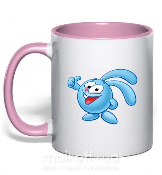 Чашка с цветной ручкой Крош молодец Нежно розовый фото