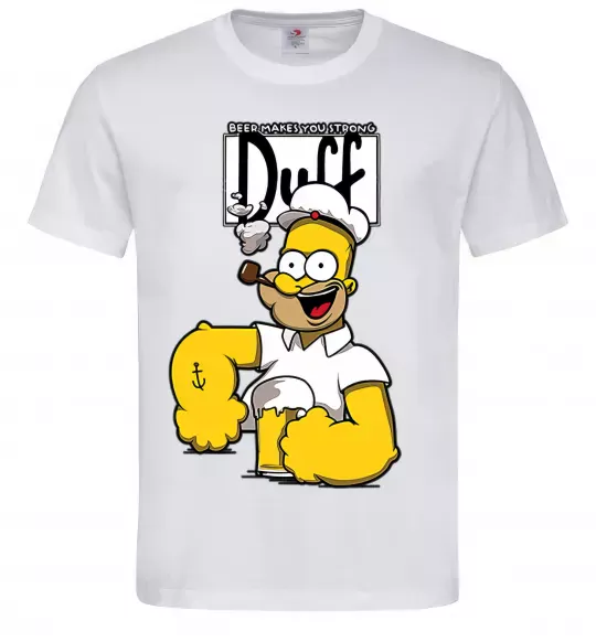 Мужская футболка Beer makes you strong Белый фото