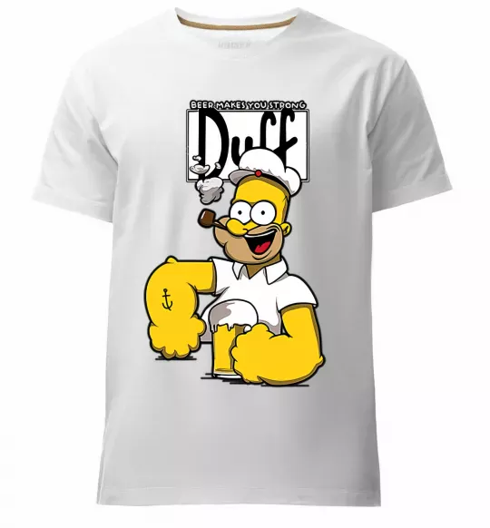 Мужская премиум футболка Beer makes you strong Белый фото