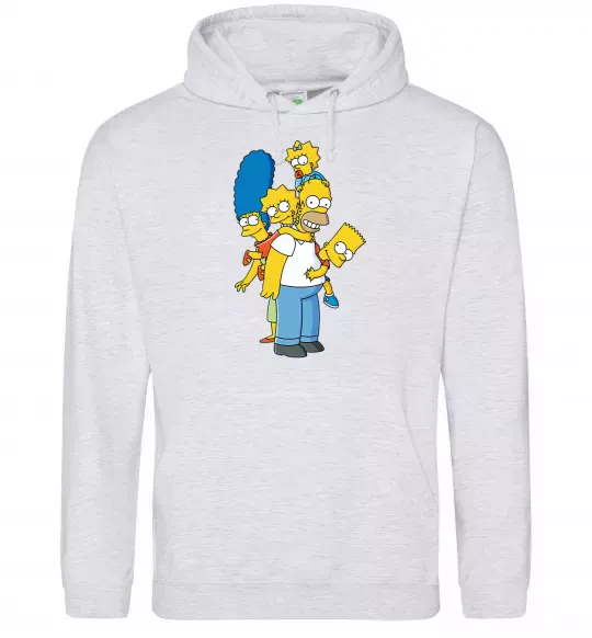 Мужская толстовка (худи) The Simpsons family Серый меланж фото