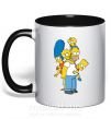 Чашка з кольоровою ручкою The Simpsons family Чорний фото