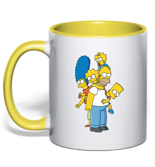 Чашка з кольоровою ручкою The Simpsons family Лимонний фото