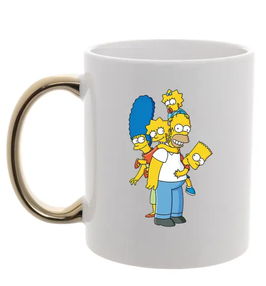 Чашка с цветной ручкой The Simpsons family Золото фото