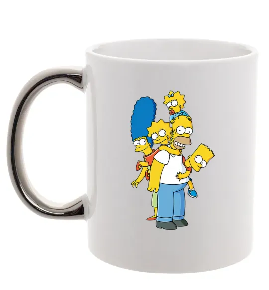 Чашка с цветной ручкой The Simpsons family Серебро фото