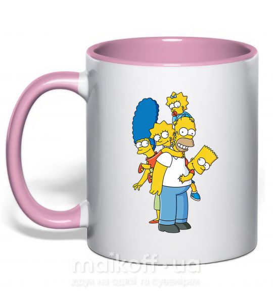 Чашка з кольоровою ручкою The Simpsons family Ніжно рожевий фото