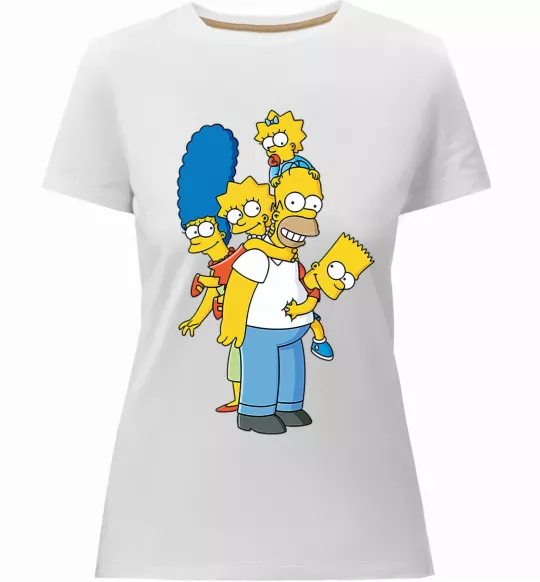 Женская премиум футболка The Simpsons family Белый фото