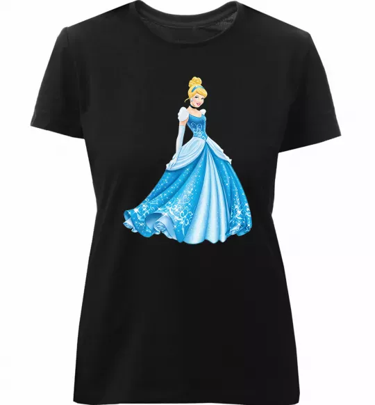 Жіноча преміум футболка Cinderella in blue Чорний фото