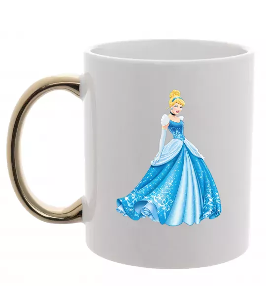 Чашка с цветной ручкой Cinderella in blue Золото фото