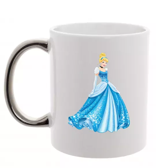 Чашка с цветной ручкой Cinderella in blue Серебро фото