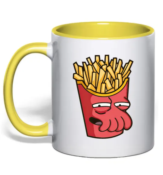 Чашка с цветной ручкой Зойдберг фри Лимонный фото