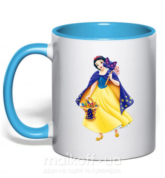 Чашка з кольоровою ручкою Белоснежка маскарад Блакитний фото