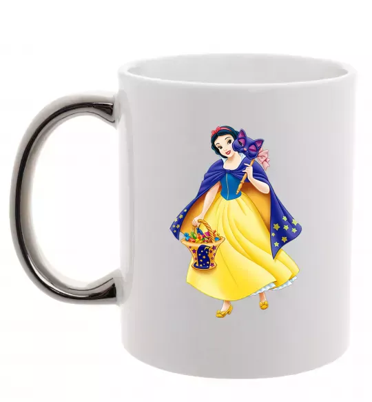 Чашка з кольоровою ручкою Білосніжка маскарад Срібло фото