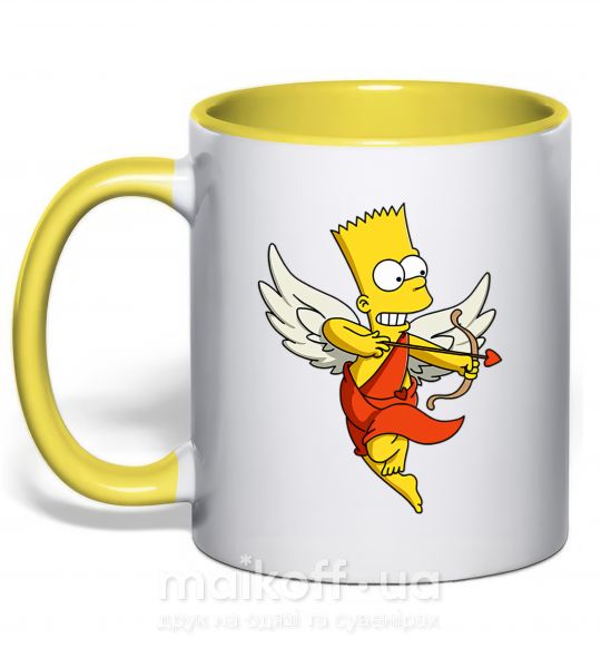 Чашка з кольоровою ручкою Барт купидон Сонячно жовтий фото