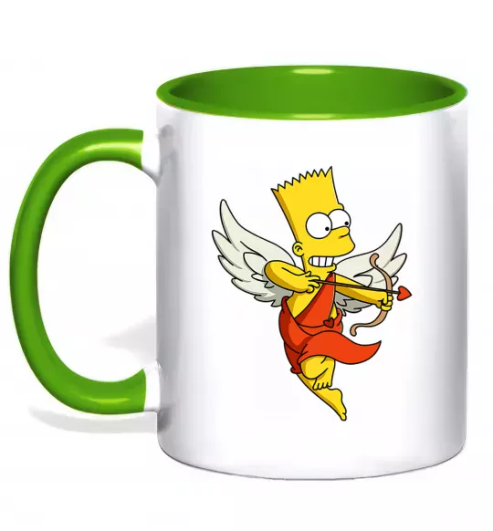 Чашка с цветной ручкой Барт купідон Зеленый фото